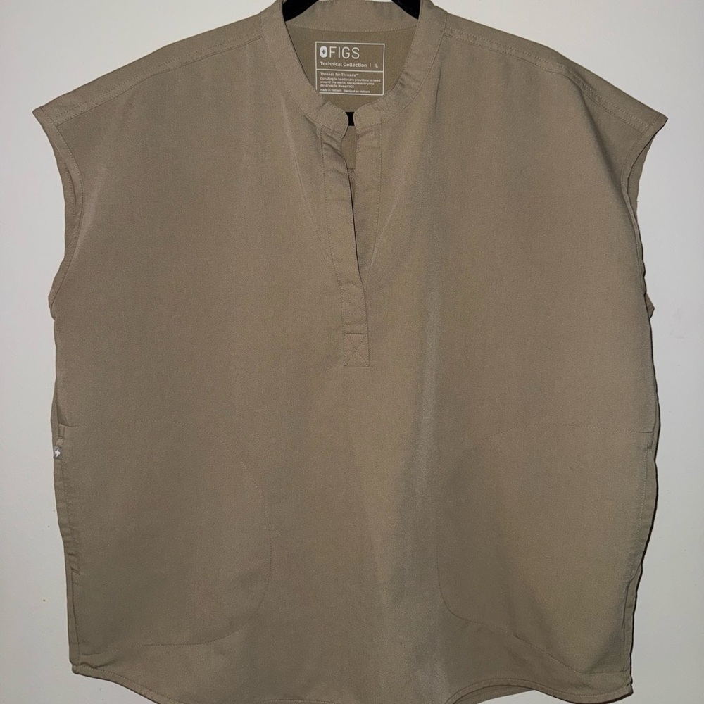 Figs Tan Short Sleeve Tee Modern Minimalist Design